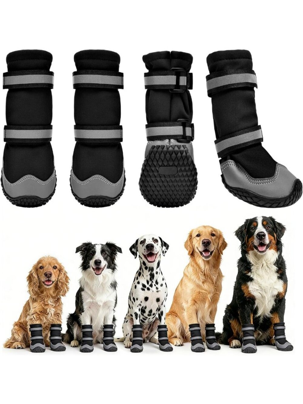 Waterproof Dog Boots for Winter | Anti-Slip Snow Booties | Reflective Paw